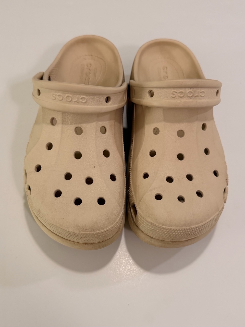 Crocs Iconic Comfort Chunky Platform Slip On Clogs Beige Tan Size 9 - Picture 2 of 9